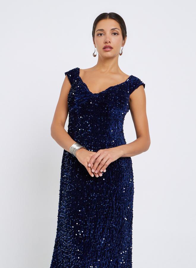 ستايلي فستان سهرة طويل بترتر بلا أكمام - Image 2